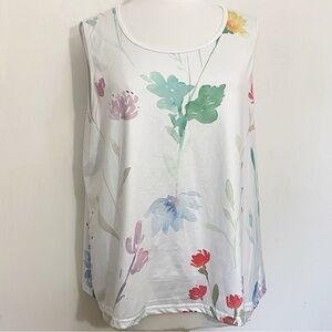 No Brand Silky Lightweight Floral Sleeveless Women's Top 2X